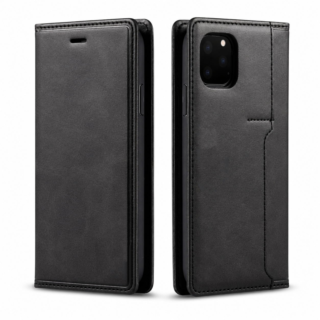 Premium iPhone Case Flip Wallet MagSafe Compatible Genuine Leather Magnetic Closure Card Holder Shockproof Protective Cover Camera Lens Protection Slim Design
