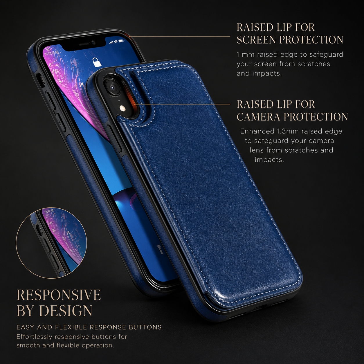 Premium iPhone Case Flip Wallet MagSafe Compatible Leather Card Holder RFID Blocking Magnetic Shockproof Protective Cover Camera Lens Protection Stand Function