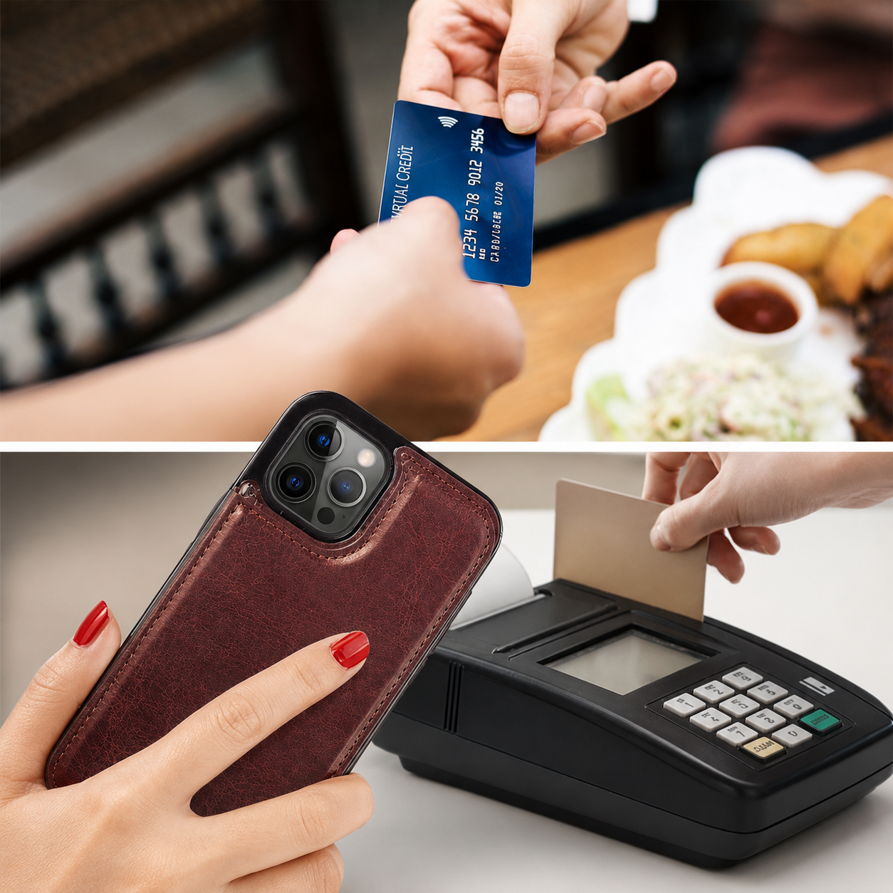 Premium iPhone Case Flip Wallet MagSafe Compatible Leather Card Holder RFID Blocking Magnetic Shockproof Protective Cover Camera Lens Protection Stand Function