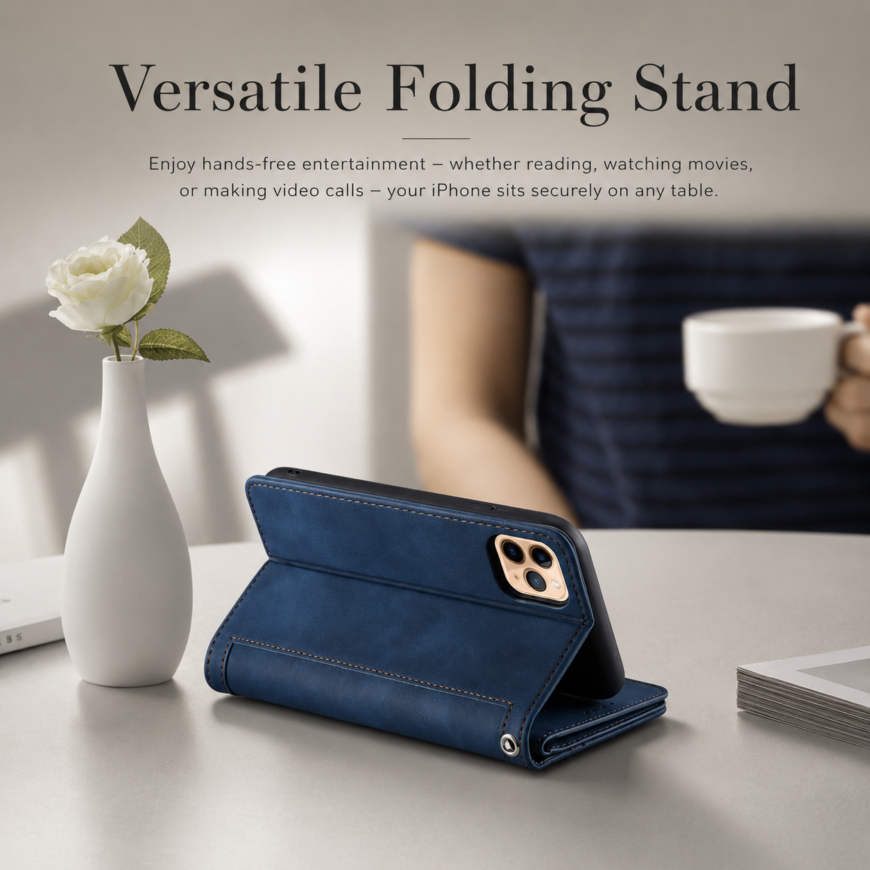 Premium iPhone Case Flip Wallet MagSafe Compatible Leather Zipper Card Holder Protective Cover Shockproof Strap Stand Function Camera Lens Protection