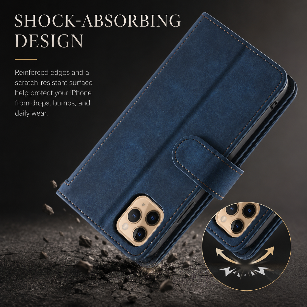 Premium iPhone Case Flip Wallet MagSafe Compatible Leather Zipper Card Holder Protective Cover Shockproof Strap Stand Function Camera Lens Protection