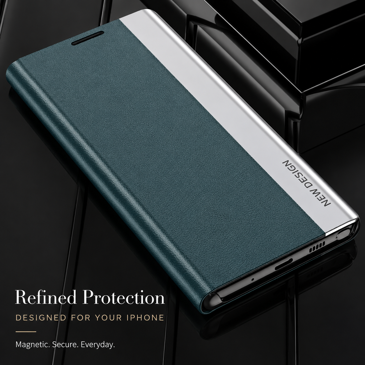Premium iPhone Case Flip Wallet MagSafe Compatible Magnetic Protective Cover Card Holder Stand Function Screen Protection Shockproof Slim Design