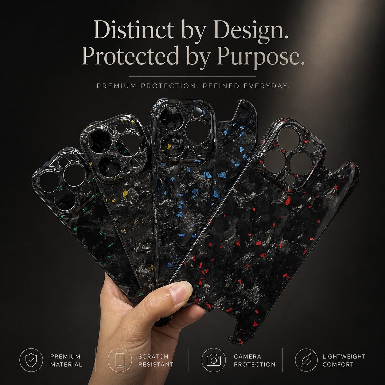 Premium iPhone Case Forged Carbon Fiber Cover with Ultra Thin Design, Lightweight Protection, Secure Grip, Camera Lens Protection and Scratch Resistant Build