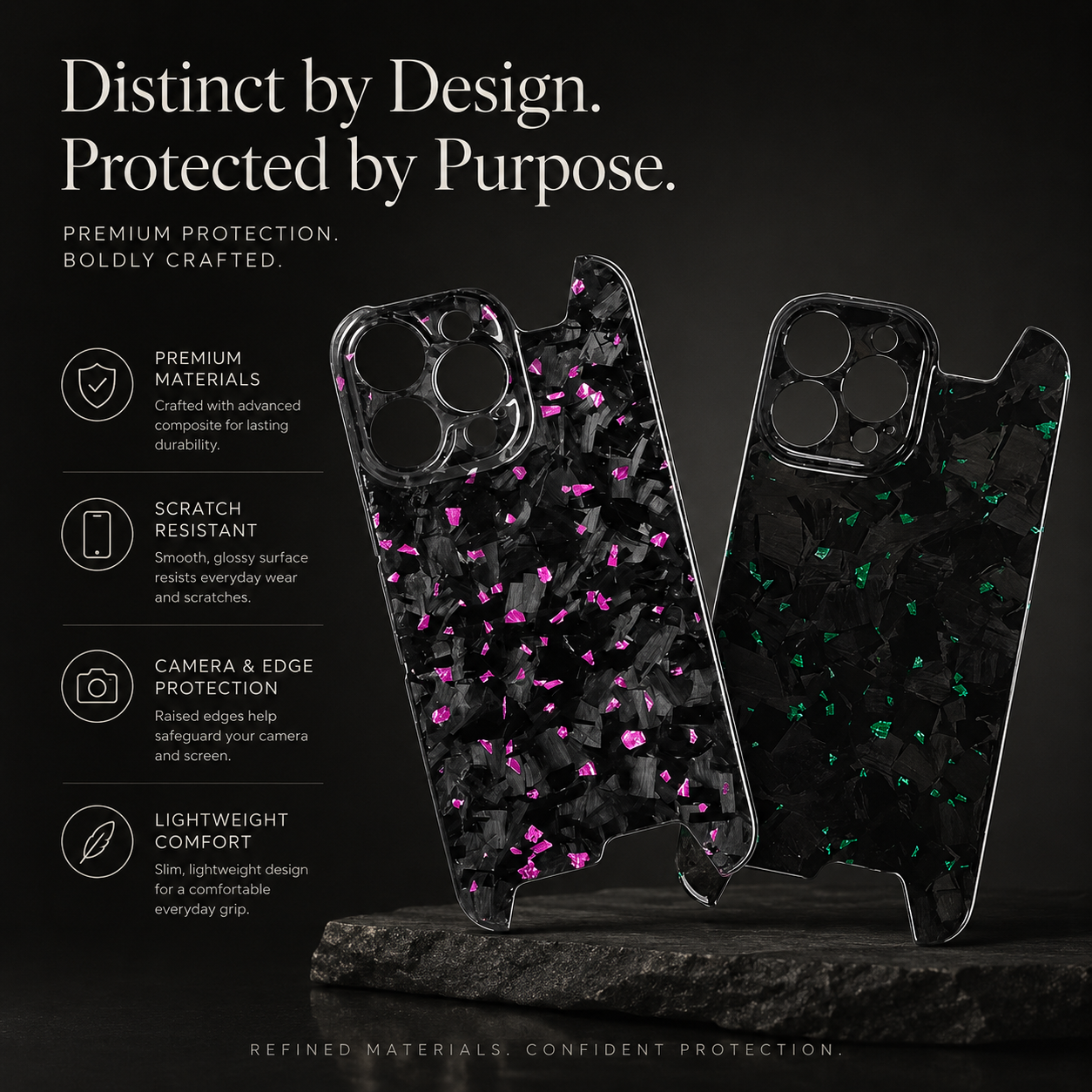 Premium iPhone Case Forged Carbon Fiber Cover with Ultra Thin Design, Lightweight Protection, Secure Grip, Camera Lens Protection and Scratch Resistant Build