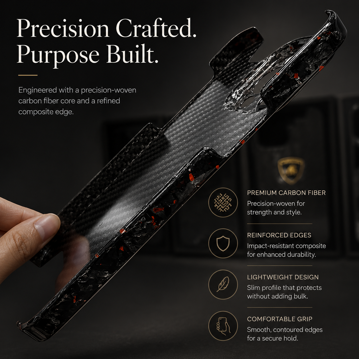 Premium iPhone Case Forged Carbon Fiber Cover with Ultra Thin Design, Lightweight Protection, Secure Grip, Camera Lens Protection and Scratch Resistant Build