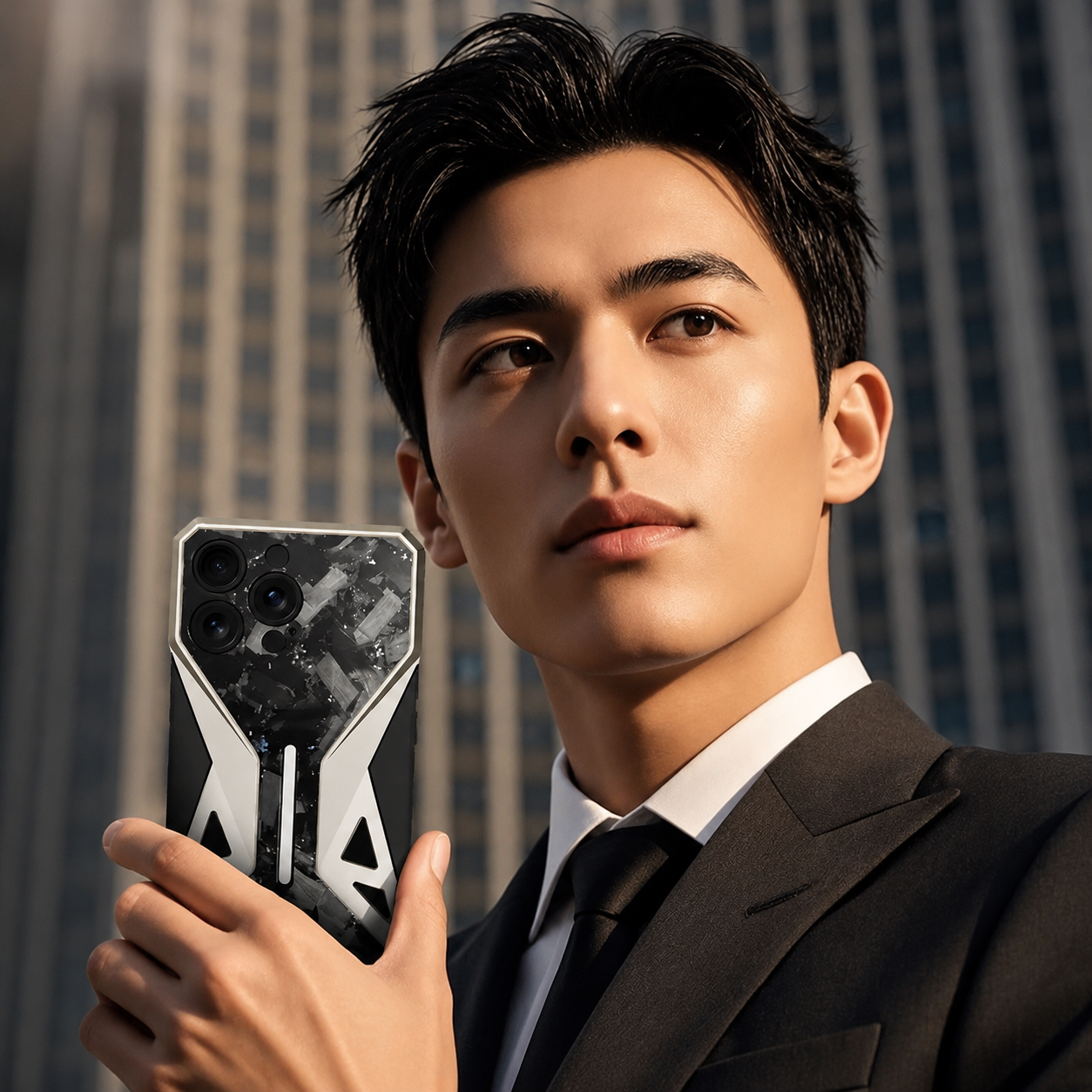 Premium iPhone Case Forged Carbon Fiber Metal Frame Shockproof Cover Camera Lens Protection Anti Scratch Non Slip Grip Slim Protective Design