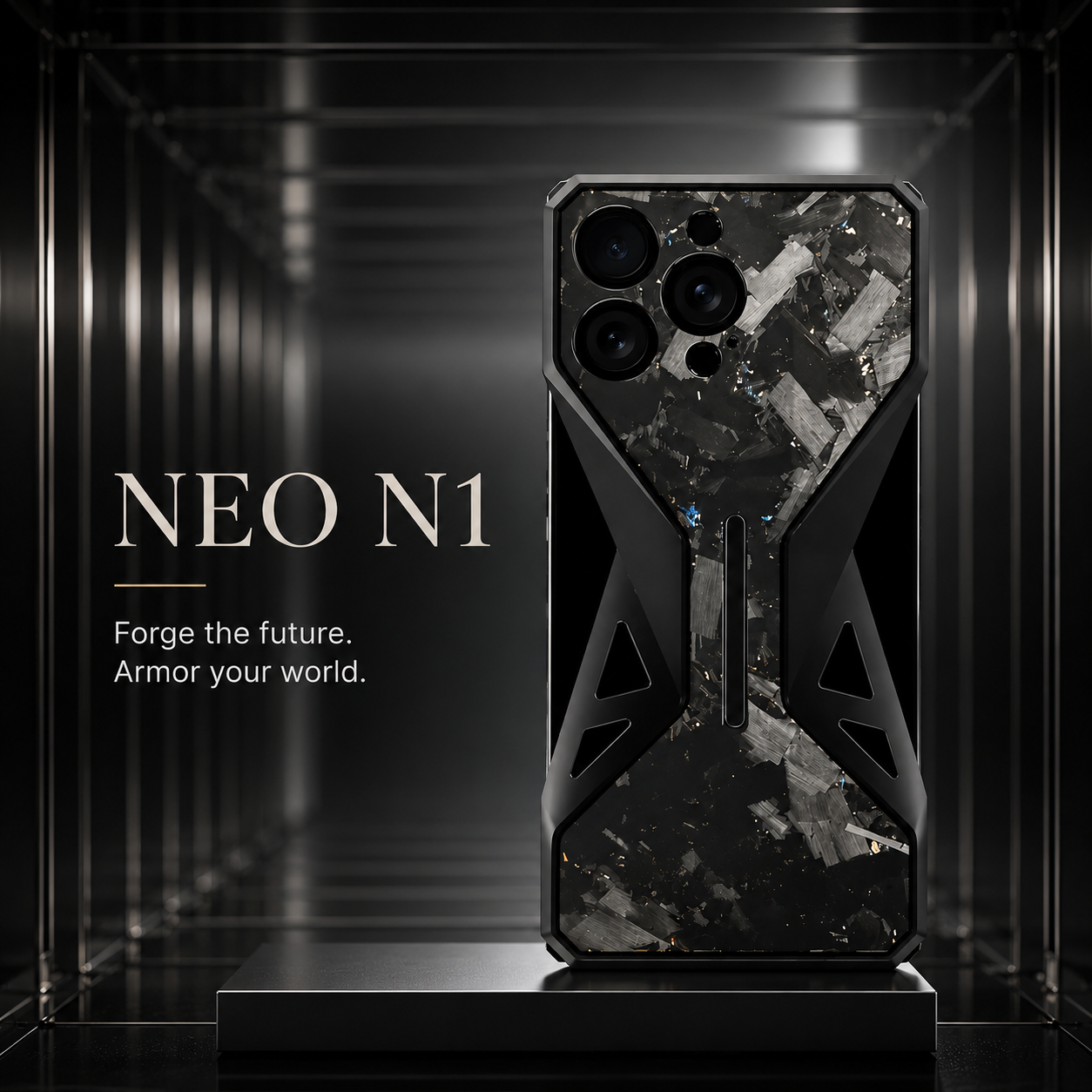 Premium iPhone Case Forged Carbon Fiber Metal Frame Shockproof Cover Camera Lens Protection Anti Scratch Non Slip Grip Slim Protective Design
