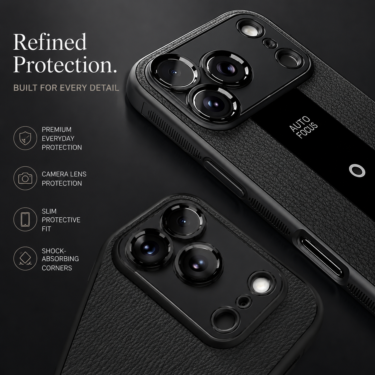 Premium iPhone Case Frosted PU Leather Finish with Soft Silicone Build, MagSafe Compatible, Non Slip Grip, Shock Resistant Anti Scratch Design