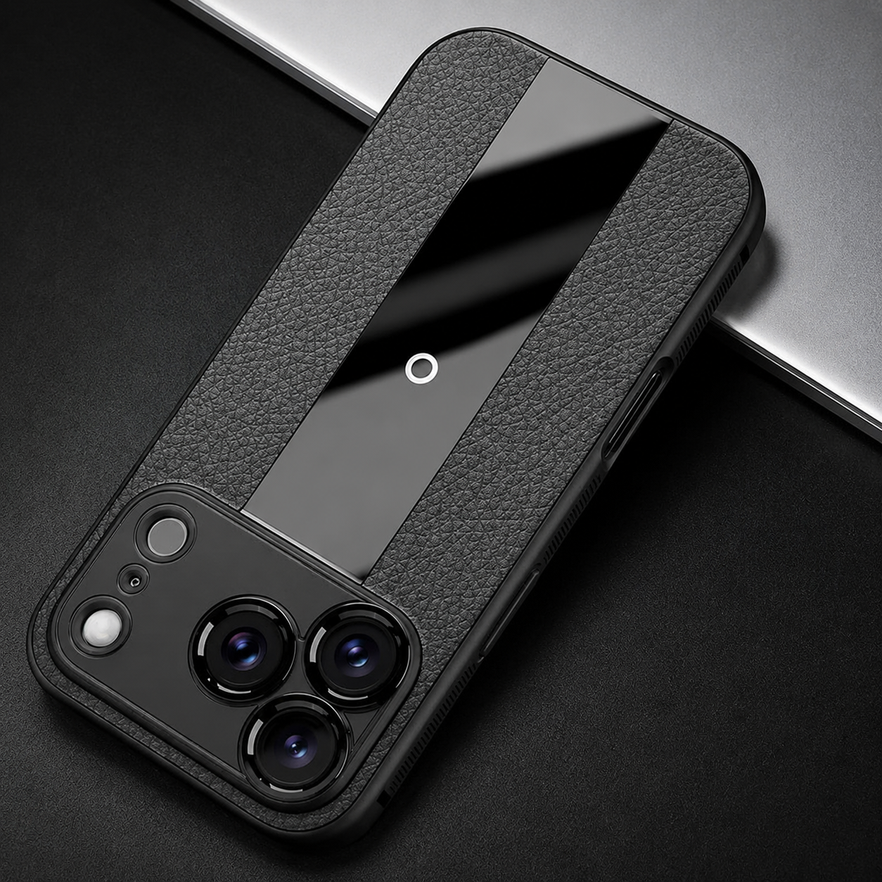 Premium iPhone Case Frosted PU Leather Finish with Soft Silicone Build, MagSafe Compatible, Non Slip Grip, Shock Resistant Anti Scratch Design