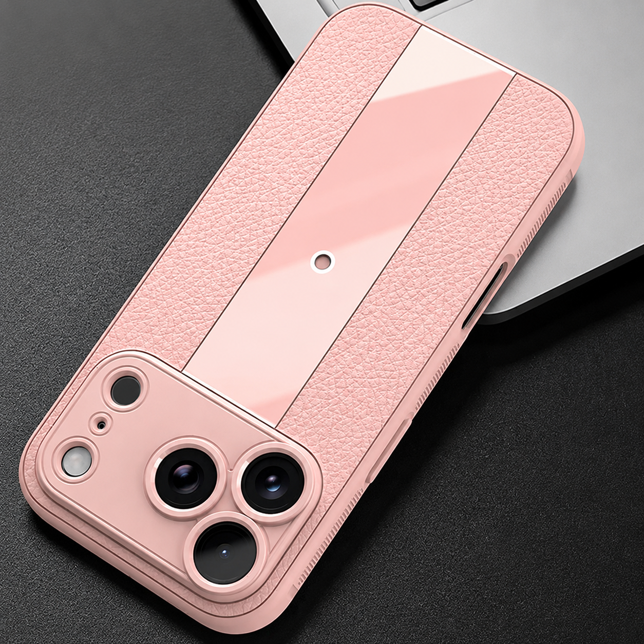 Premium iPhone Case Frosted PU Leather Finish with Soft Silicone Build, MagSafe Compatible, Non Slip Grip, Shock Resistant Anti Scratch Design