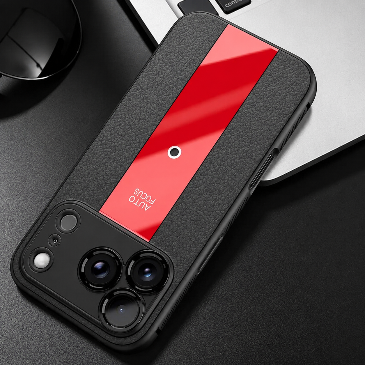Premium iPhone Case Frosted PU Leather Finish with Soft Silicone Build, MagSafe Compatible, Non Slip Grip, Shock Resistant Anti Scratch Design