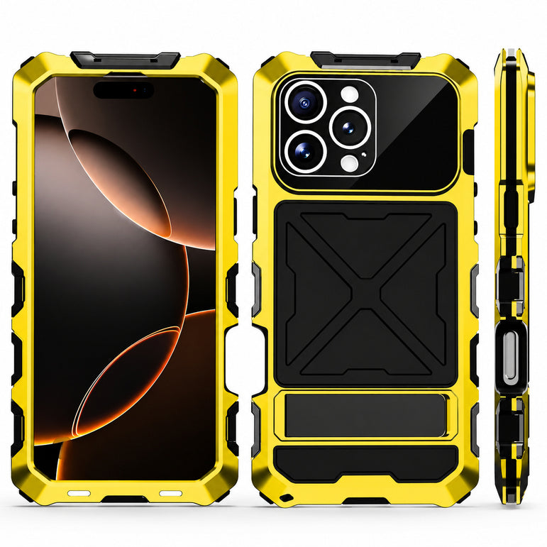 Premium iPhone Case Full Body Aluminum Armor Design with Camera Lens Protection, Built In Screen Guard, Heavy Duty Shockproof Construction