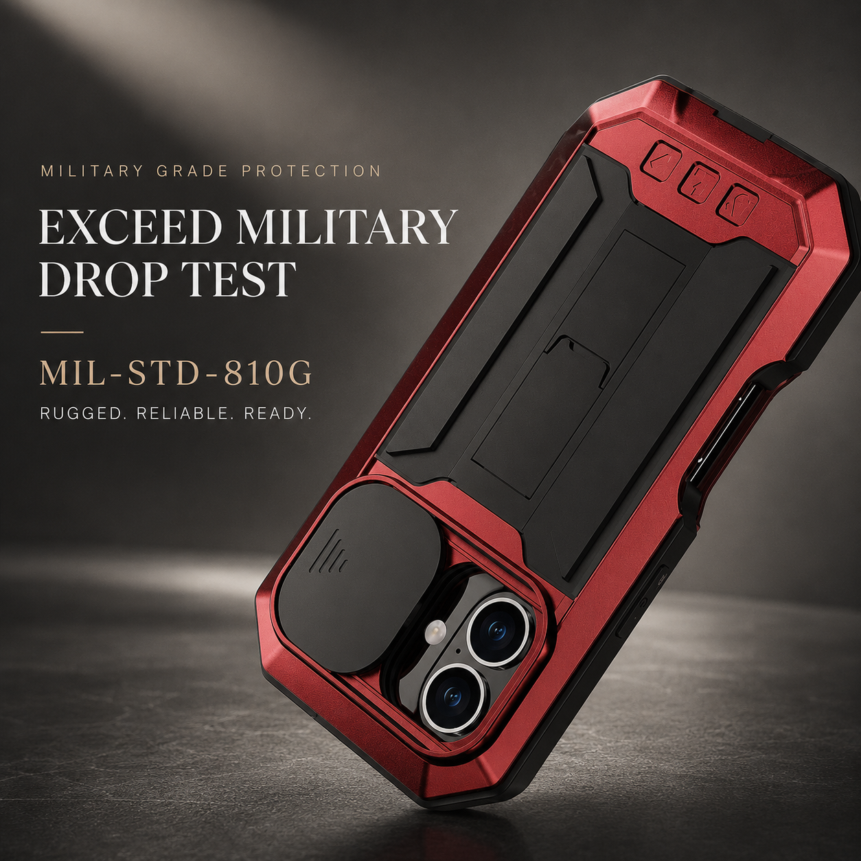 Premium iPhone Case Full Body Aluminum Armor Design with Camera Lens Protection, Built In Screen Guard, Heavy Duty Shockproof Construction and Secure Grip