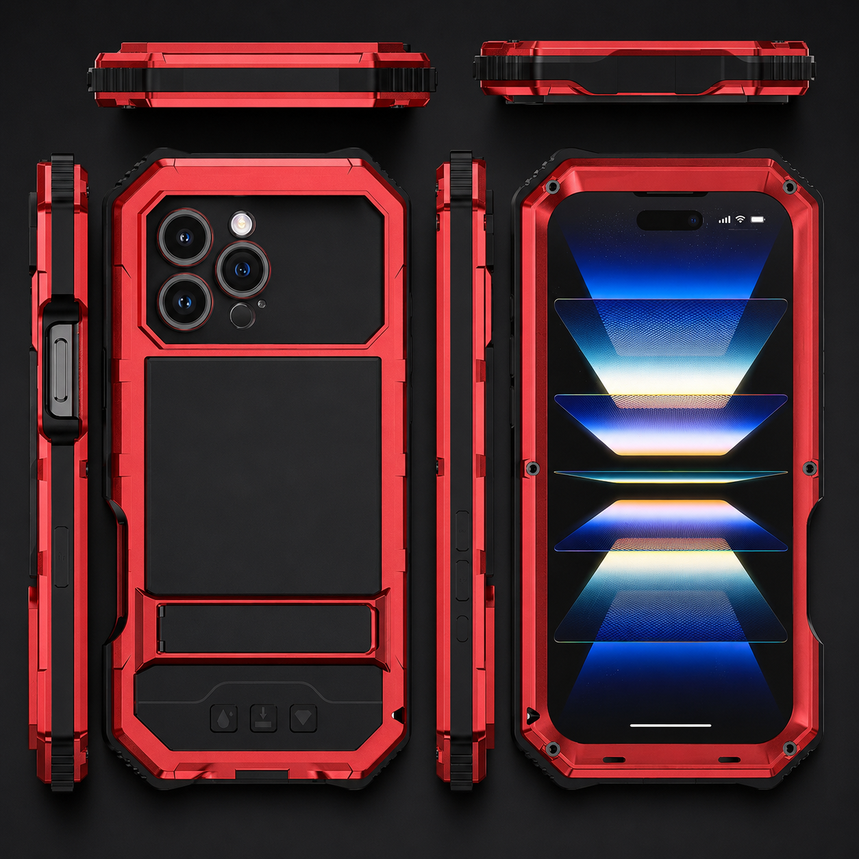 Premium iPhone Case Full Body Aluminum Armor Design with Camera Lens Protection, Built In Screen Guard, Heavy Duty Shockproof Construction and Secure Grip