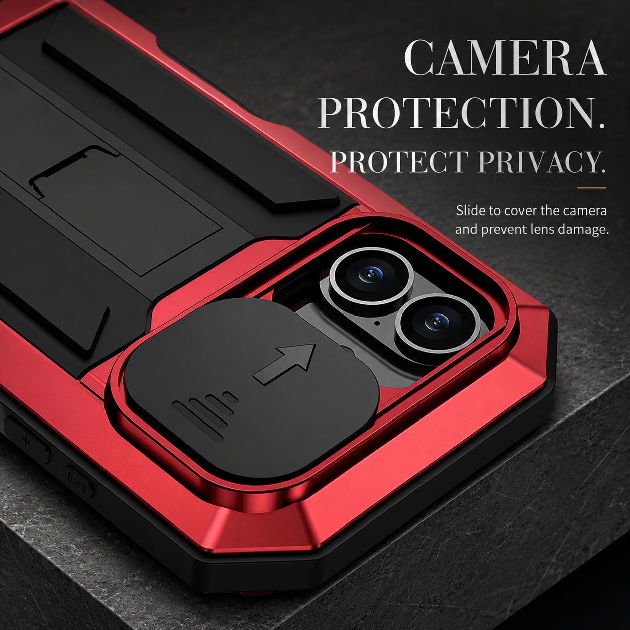 Premium iPhone Case Full Body Aluminum Armor Design with Camera Lens Protection, Built In Screen Guard, Heavy Duty Shockproof Construction and Secure Grip