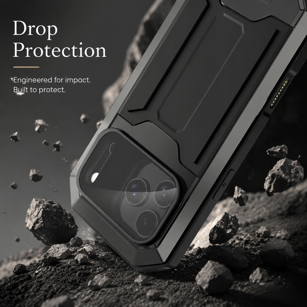 Premium iPhone Case Full Body Aluminum Design with Camera Lens Protection, Built In Screen Guard, Dual Layer Shockproof Structure and Kickstand Function