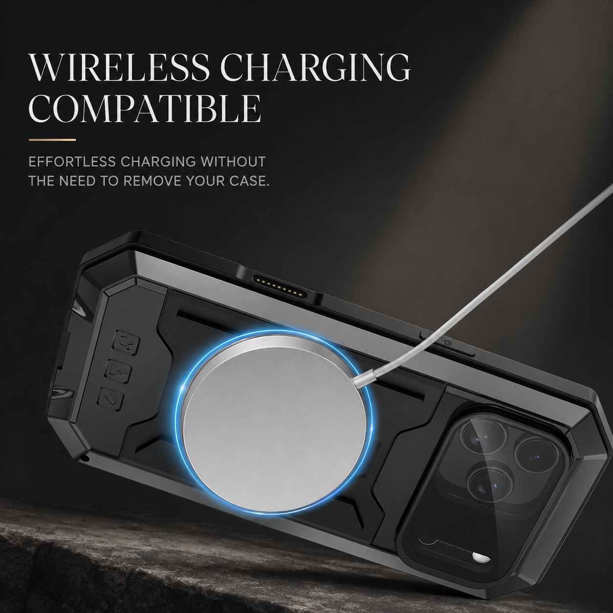 Premium iPhone Case Full Body Aluminum Design with Camera Lens Protection, Built In Screen Guard, Dual Layer Shockproof Structure and Kickstand Function