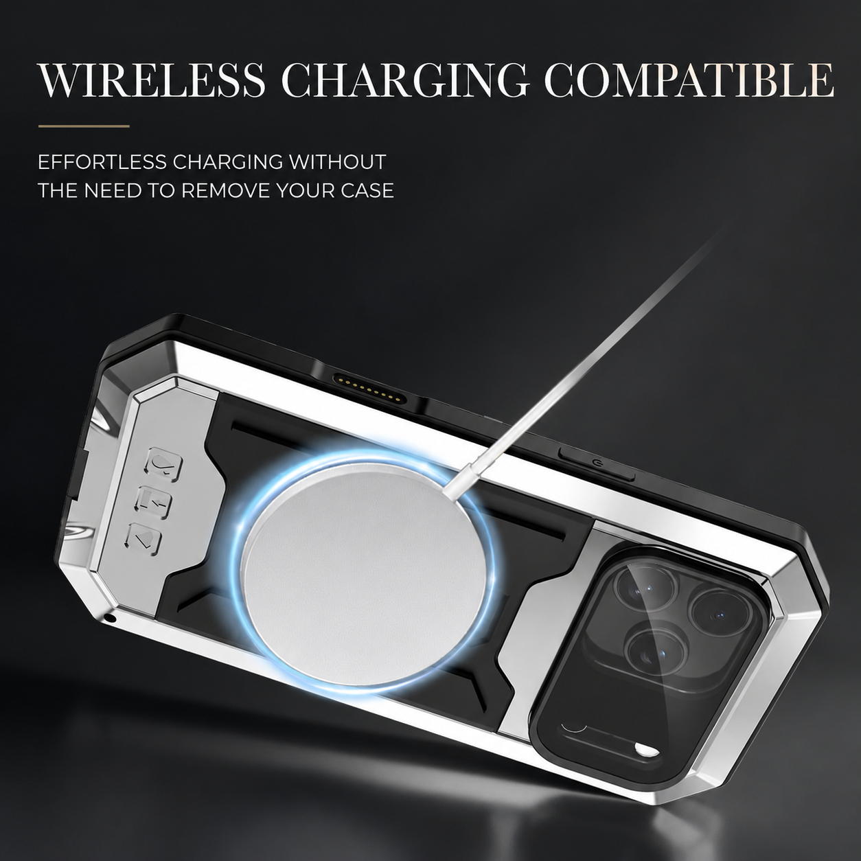 Premium iPhone Case Full Body Aluminum Design with Camera Lens Protection, Built In Screen Guard, Dual Layer Shockproof Structure and Kickstand Function