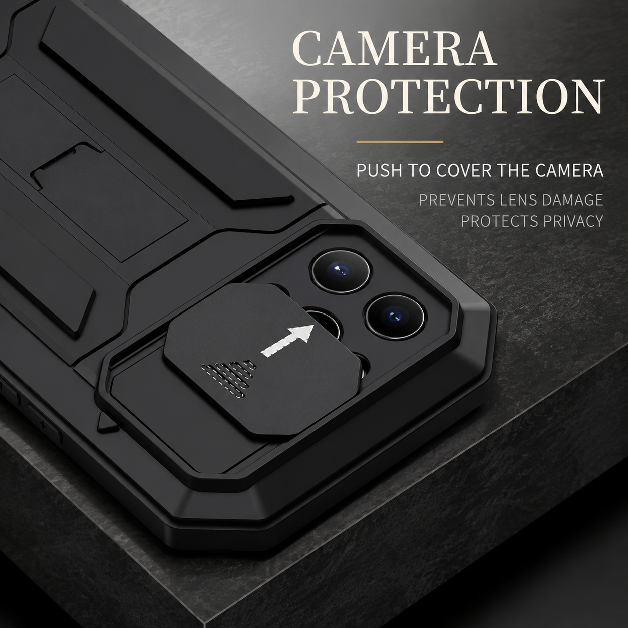 Premium iPhone Case Full Body Aluminum Design with Camera Lens Protection, Built In Screen Guard, Dual Layer Shockproof Structure and Kickstand Function
