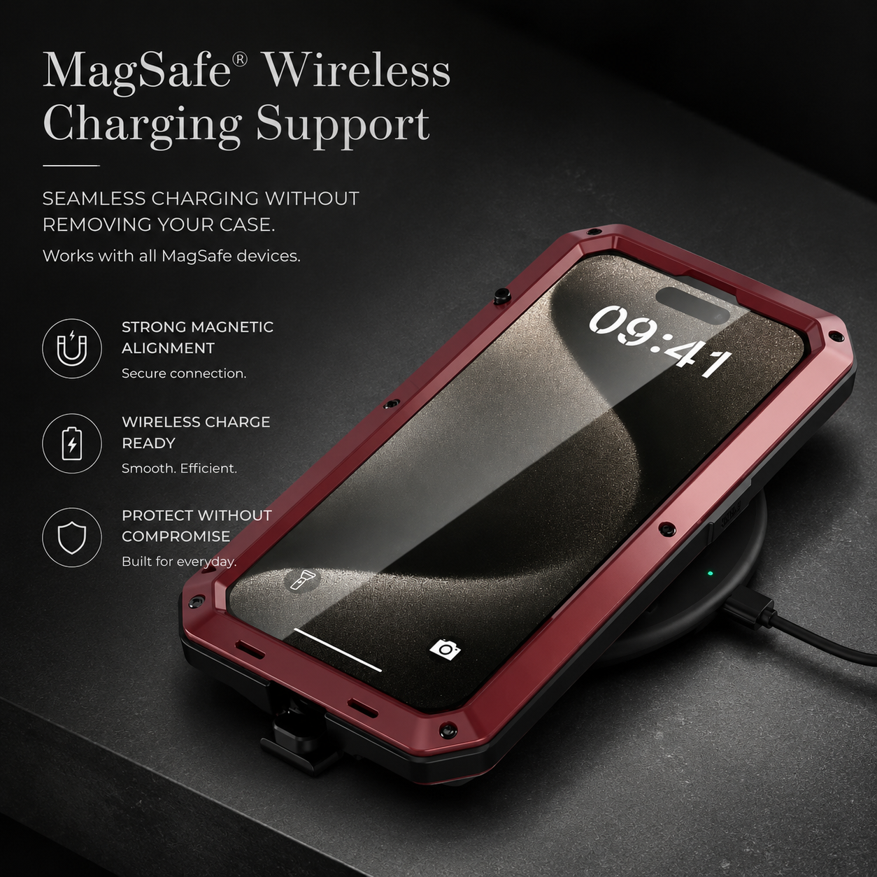 Premium iPhone Case Full Body Aluminum Metal Armor with Camera Lens Protection, Built In Screen Guard, Shockproof Dustproof Structure and Secure Grip