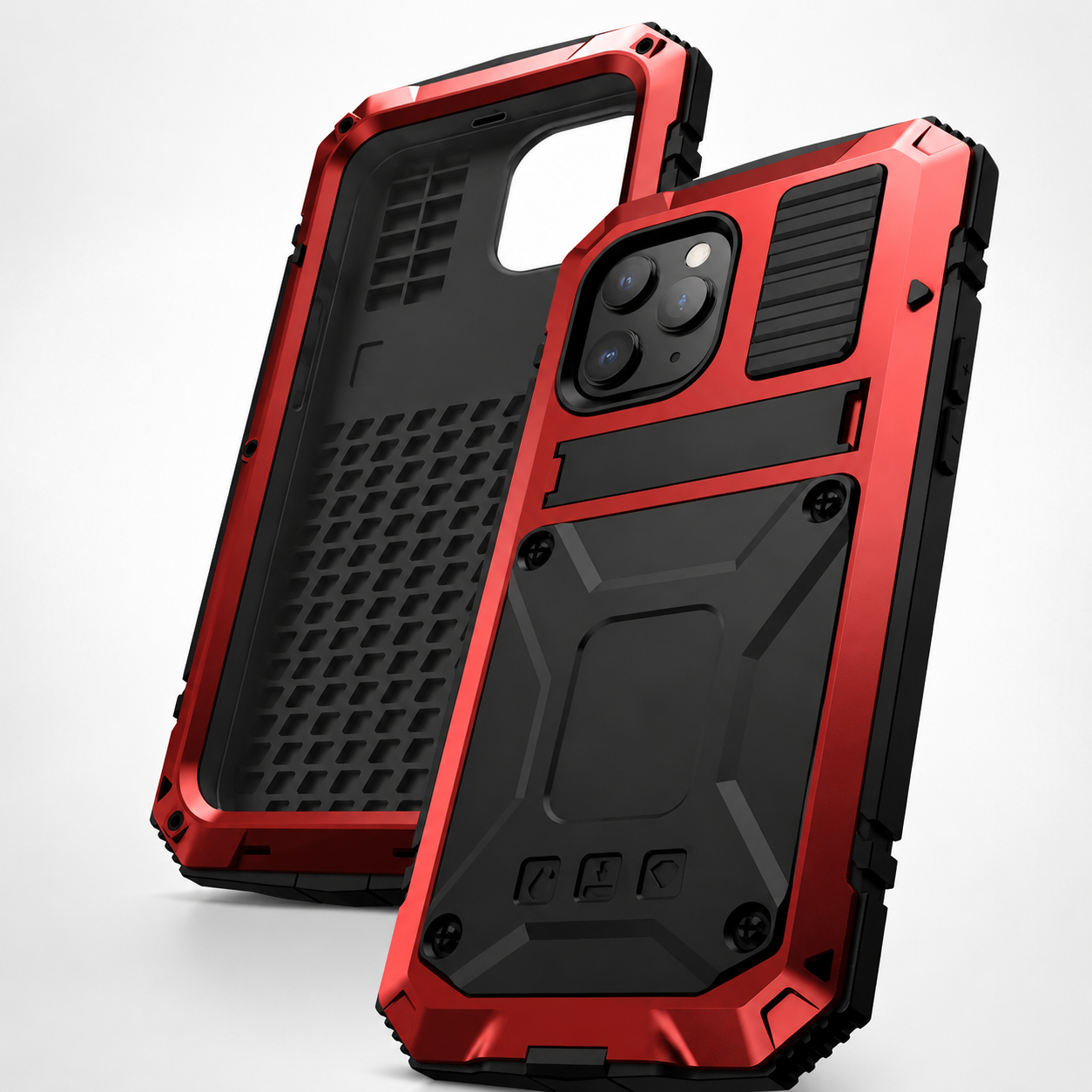 Premium iPhone Case Full Body Aluminum Metal Design with Camera Lens Protection, Built In Screen Guard, Shockproof Dustproof Structure and Secure Grip