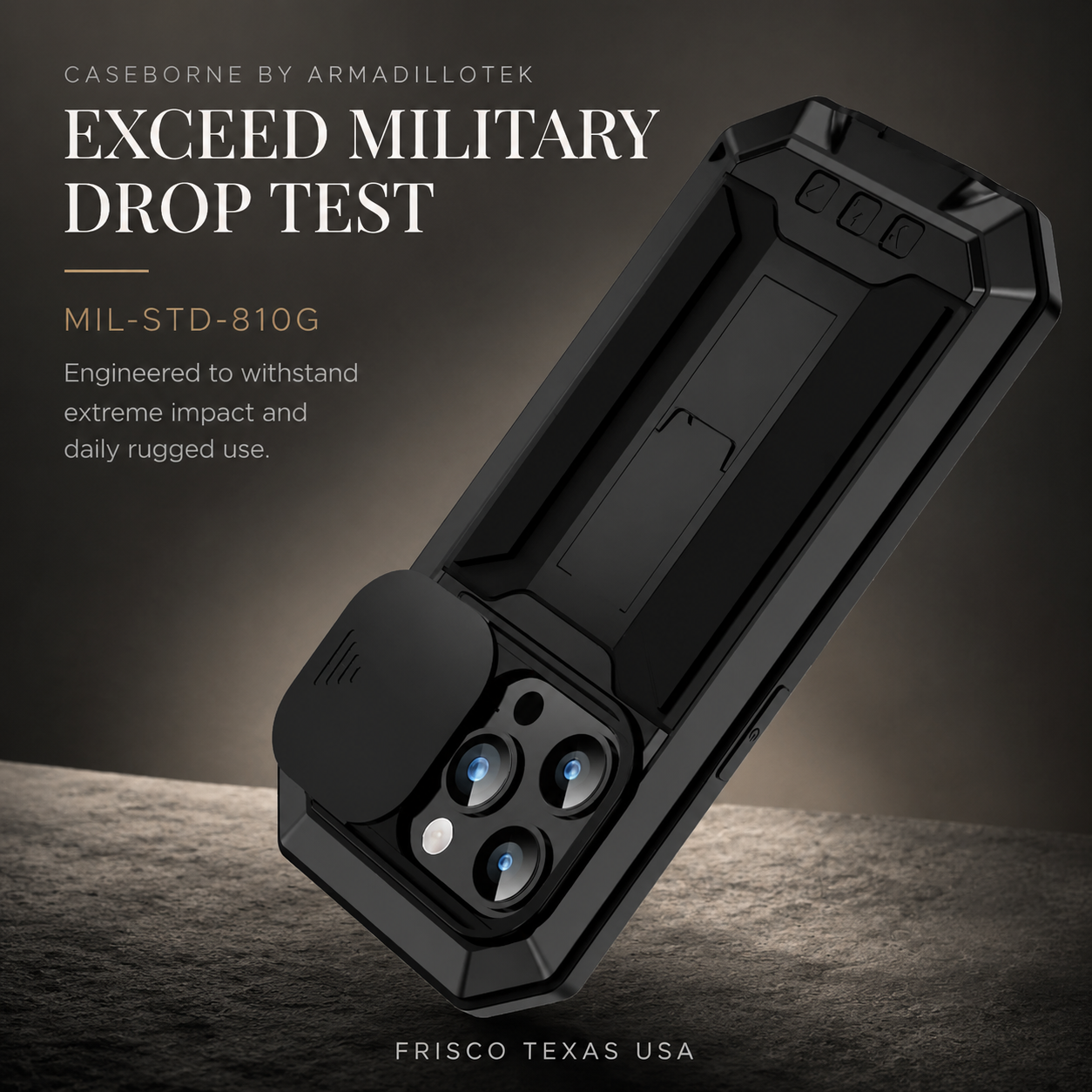 Premium iPhone Case Full Body Military Design with Camera Lens Protection, Shockproof Metal and Silicone Construction, Kickstand, Built In Screen Guard