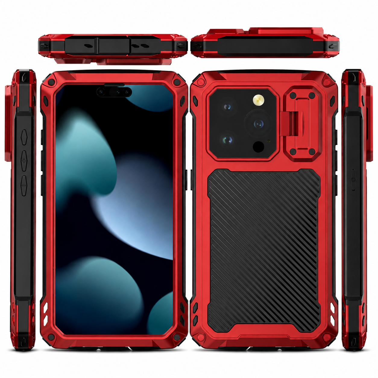 Premium iPhone Case Full-Body Military Protection with Built-In Screen Protector, Sliding Camera Guard, Kickstand and Non-Slip Shockproof Design