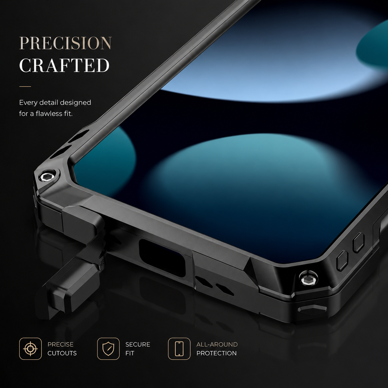 Premium iPhone Case Full-Body Military Protection with Built-In Screen Protector, Sliding Camera Guard, Kickstand and Non-Slip Shockproof Design