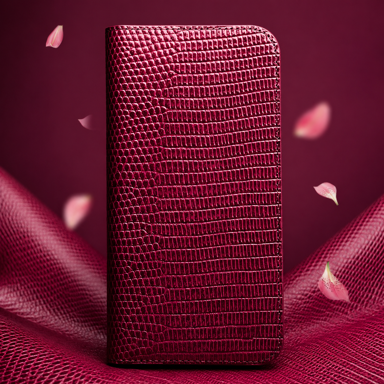 Premium iPhone Case Genuine Cowhide Leather Flip Cover Crocodile Grain Wallet Card Holder Magnetic Closure Shockproof Stand Function Business Style