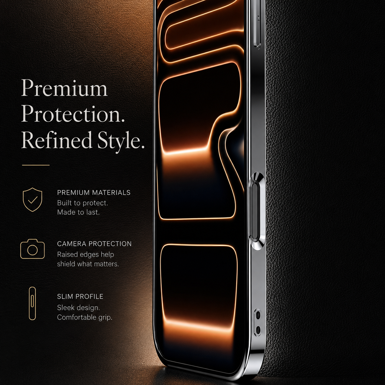 Premium iPhone Case Genuine Cowhide Leather Protective Cover Camera Lens Protection Shockproof Anti Slip Matte Finish Slim Design