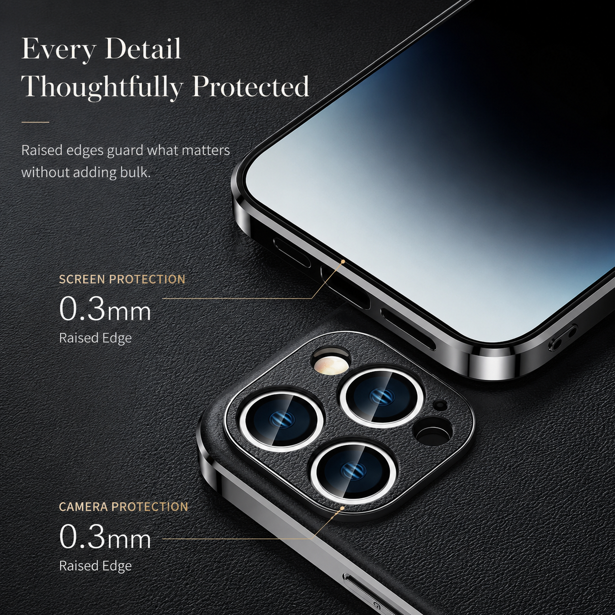 Premium iPhone Case Genuine Cowhide Leather Protective Cover Plating Frame Full Camera Lens Guard Shockproof TPU Edge Scratch Resistant Texture