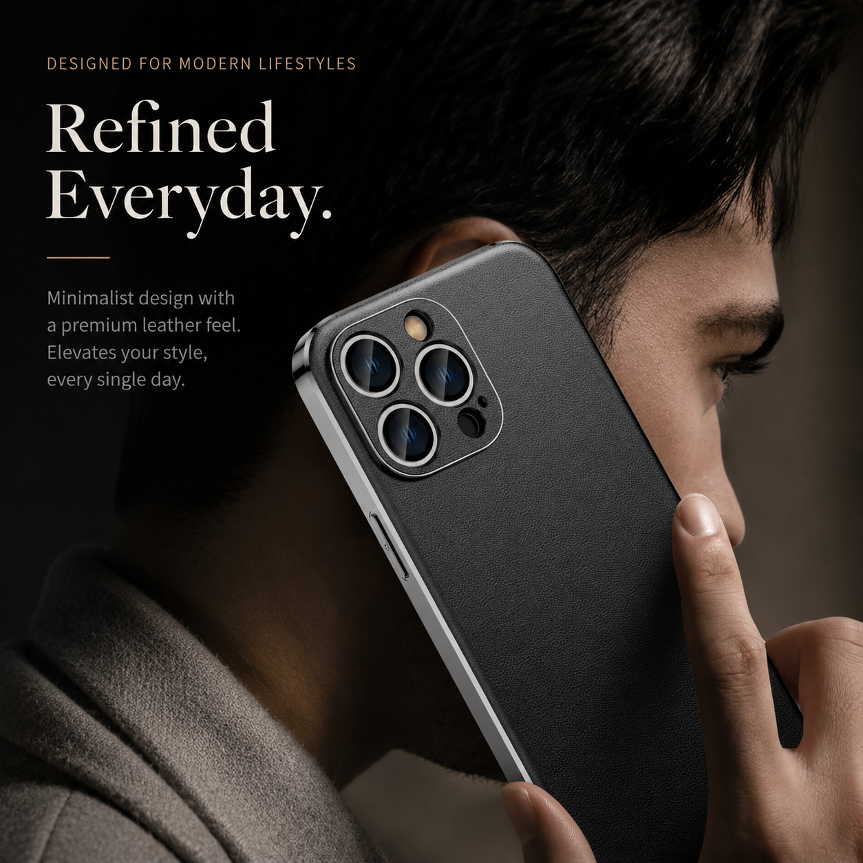 Premium iPhone Case Genuine Cowhide Leather Protective Cover Plating Frame Full Camera Lens Guard Shockproof TPU Edge Scratch Resistant Texture