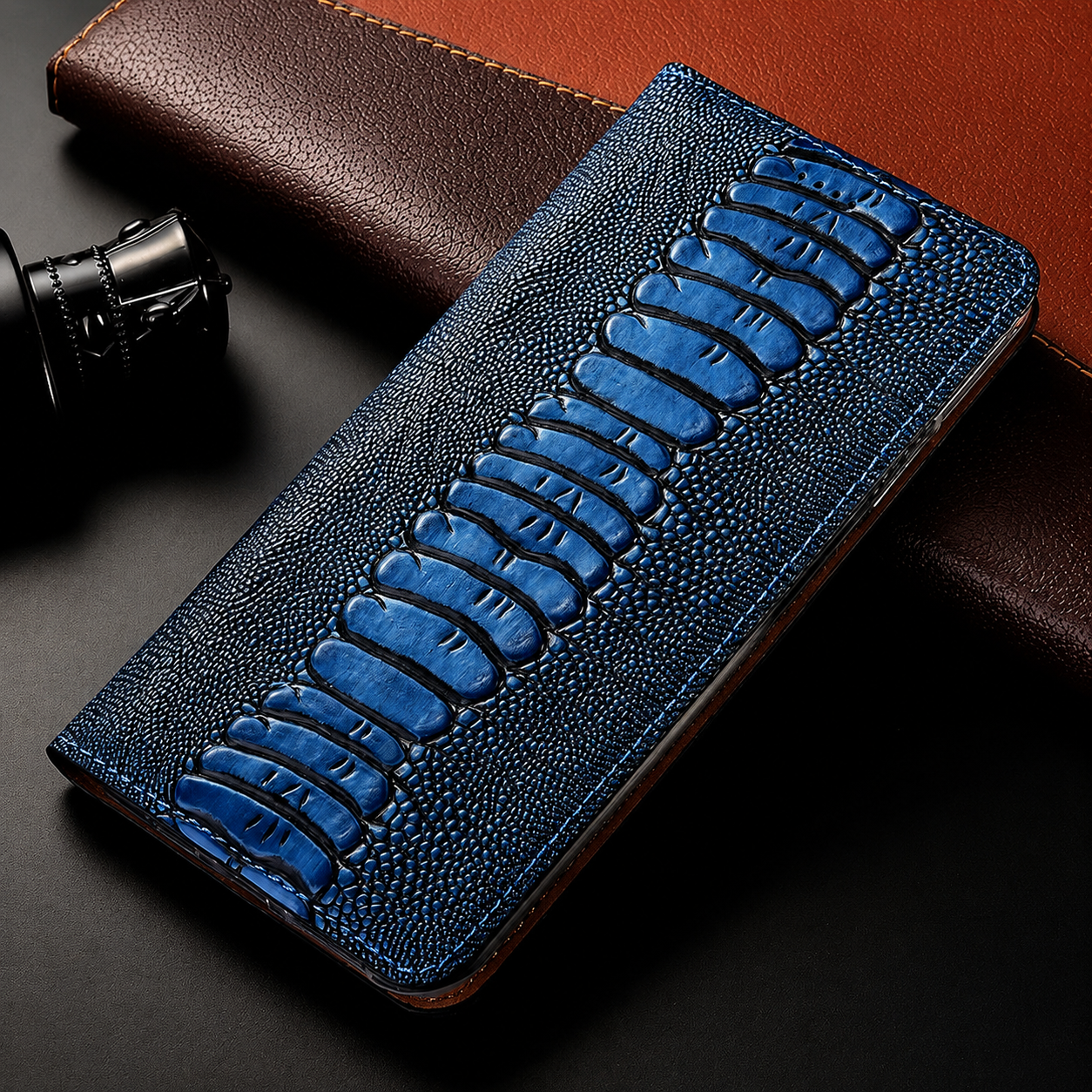 Premium iPhone Case Genuine Leather Flip Wallet Cover Card Slots Camera Lens Protection Magnetic Closure Shockproof Full Protection Slim Design