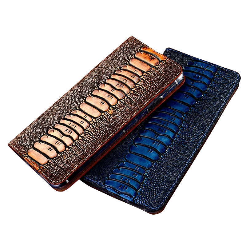 Premium iPhone Case Genuine Leather Flip Wallet Cover Card Slots Camera Lens Protection Magnetic Closure Shockproof Full Protection Slim Design