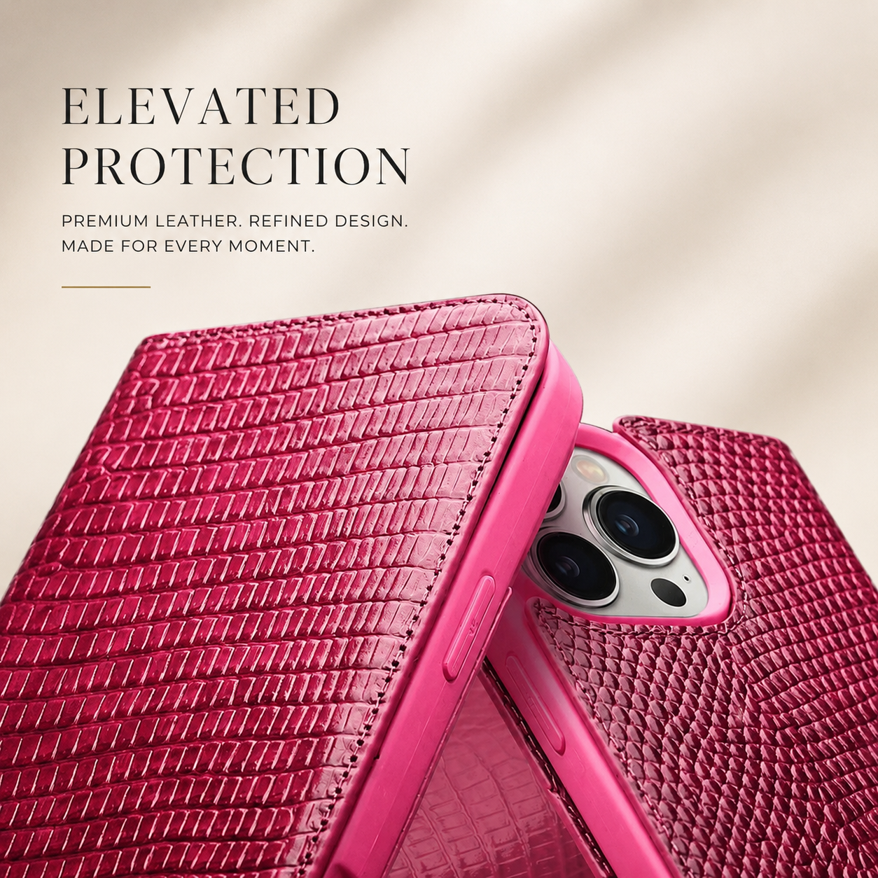Premium iPhone Case Genuine Leather Flip Wallet Cover Magnetic Closure Kickstand Holder Camera Lens Protection Secure Card Storage Full Body Design