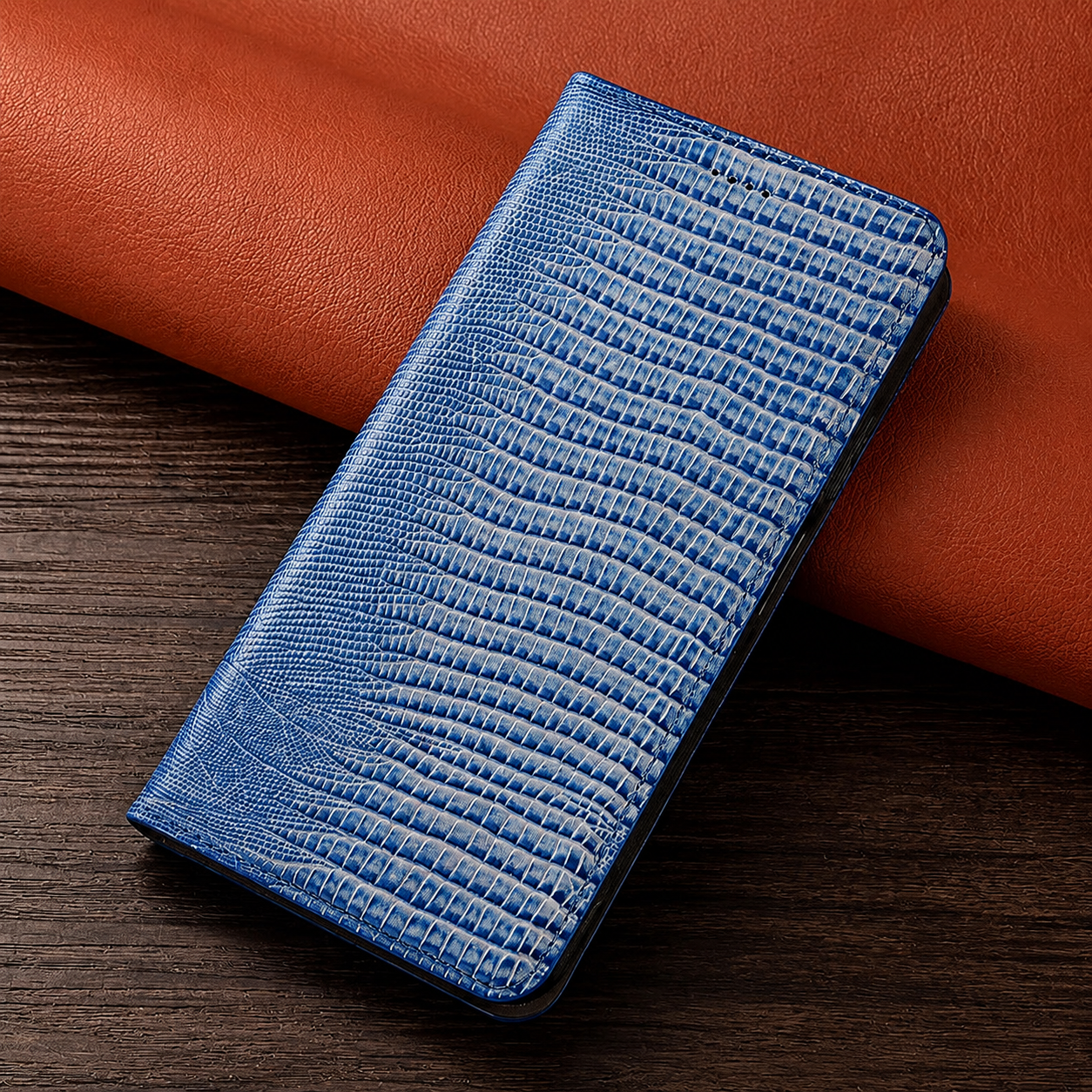 Premium iPhone Case Genuine Leather Flip Wallet Cover Magnetic Closure Kickstand Holder Camera Lens Protection Secure Card Storage Full Body Design