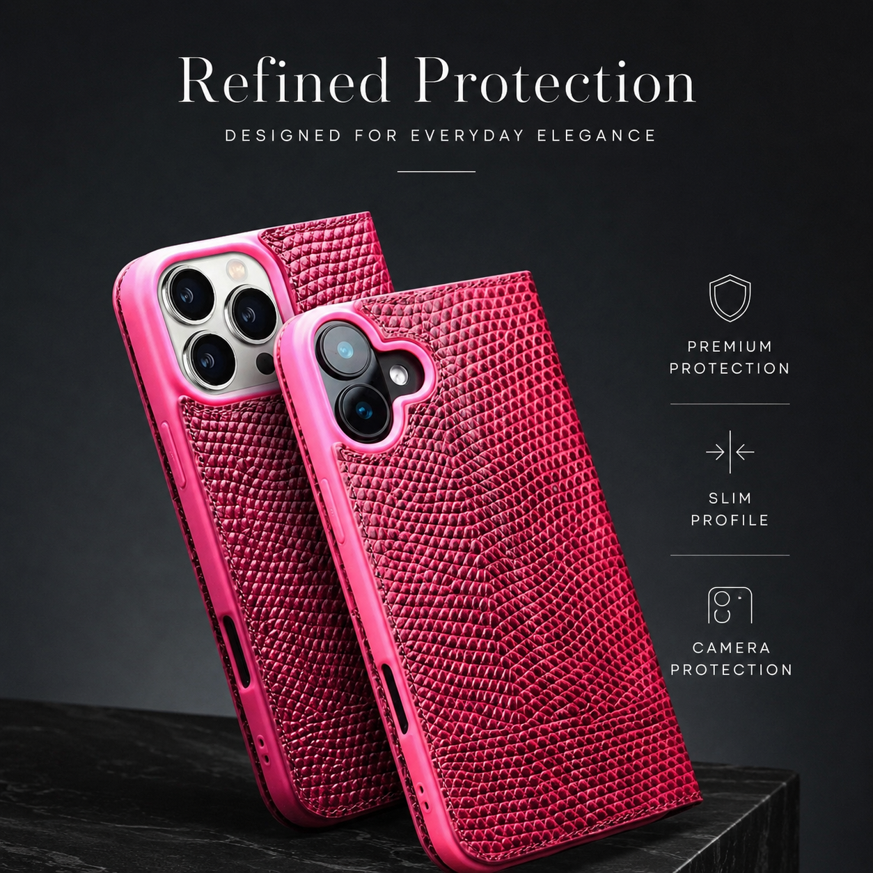 Premium iPhone Case Genuine Leather Flip Wallet Cover Magnetic Closure Kickstand Holder Camera Lens Protection Secure Card Storage Full Body Design
