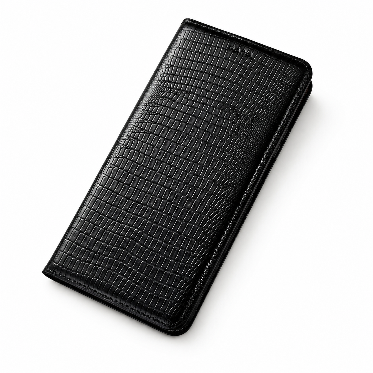 Premium iPhone Case Genuine Leather Flip Wallet Cover Magnetic Closure Kickstand Holder Camera Lens Protection Secure Card Storage Full Body Design