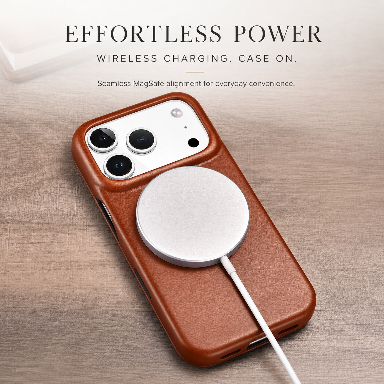 Premium iPhone Case Genuine Leather Folio Cover with Magnetic Closure, Camera Lens Protection, Wireless Charging Support and Shockproof Design