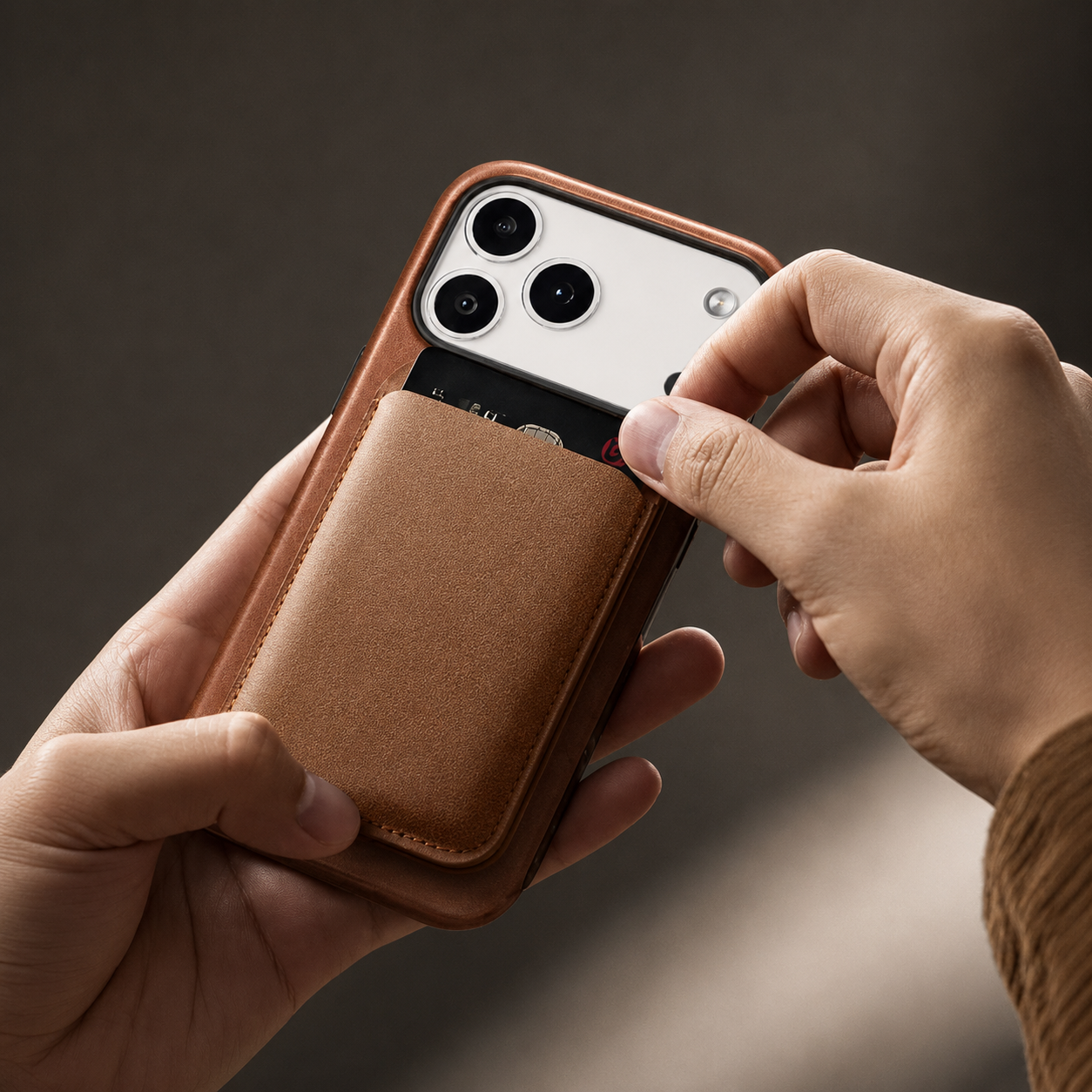 Premium iPhone Case Genuine Leather MagSafe Compatible Cover, Shockproof Full-Coverage Protection with Anti-Fingerprint Finish and Non-Slip Grip