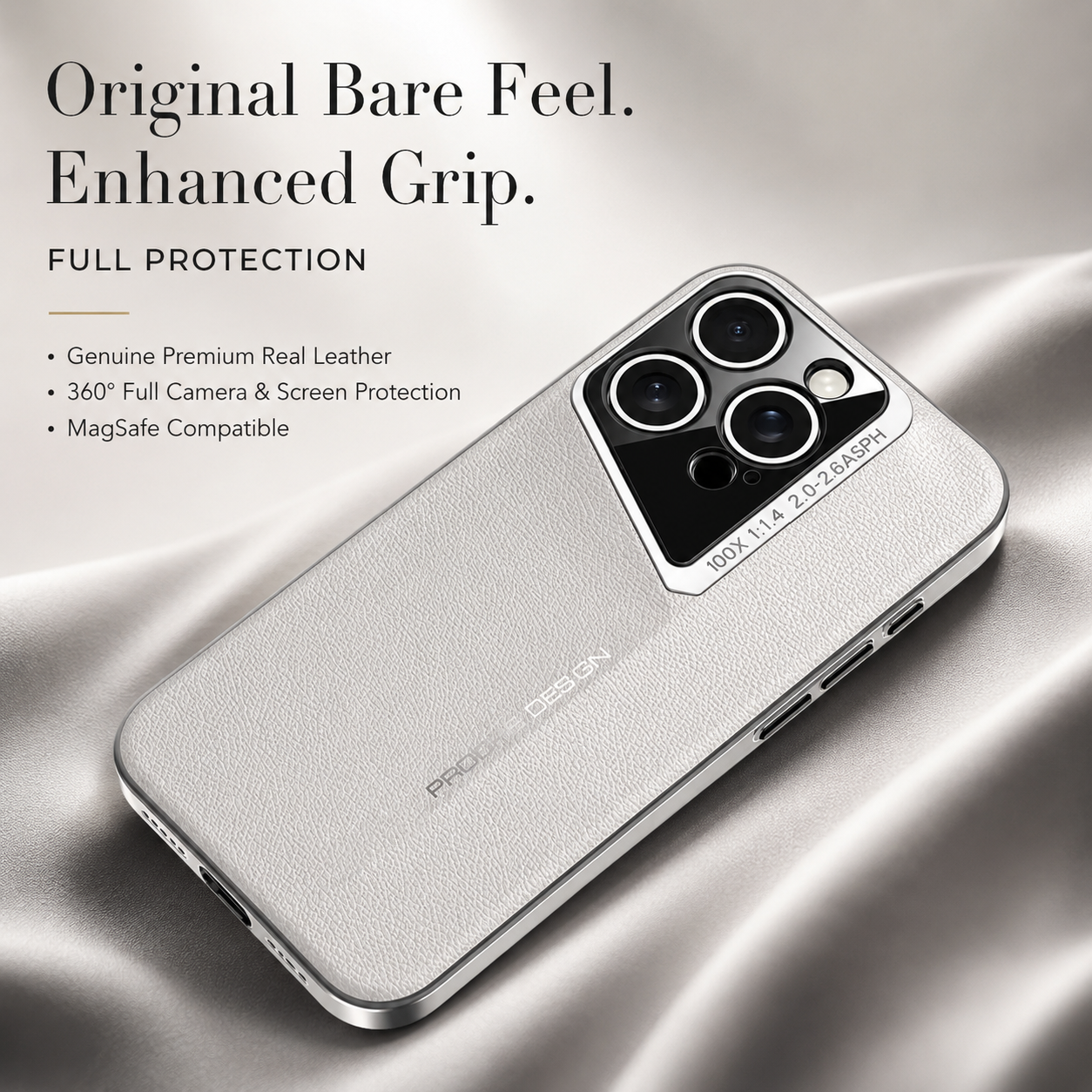 Premium iPhone Case Genuine Leather Protective Cover Camera Lens Protection Shockproof Anti Slip Grip Hard Back Slim Design