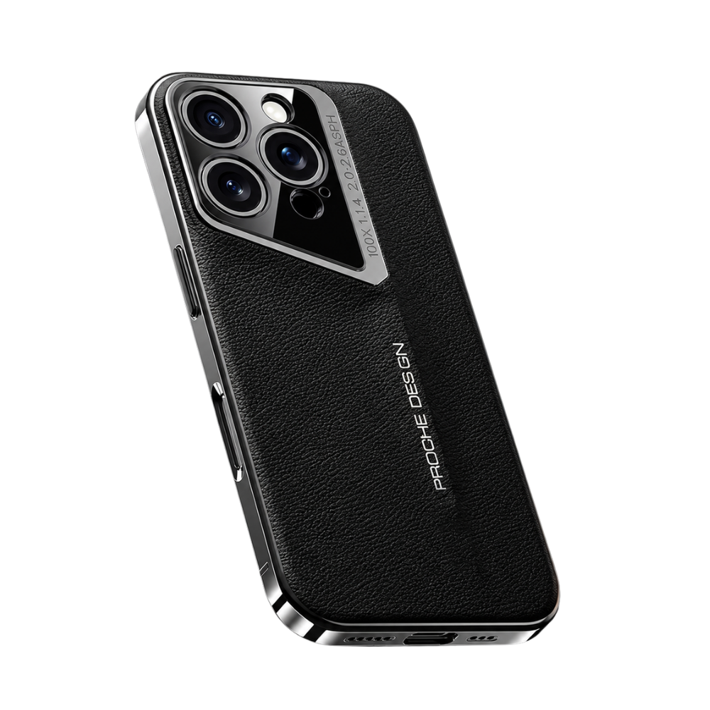 Premium iPhone Case Genuine Leather Protective Cover Camera Lens Protection Shockproof Anti Slip Grip Hard Back Slim Design
