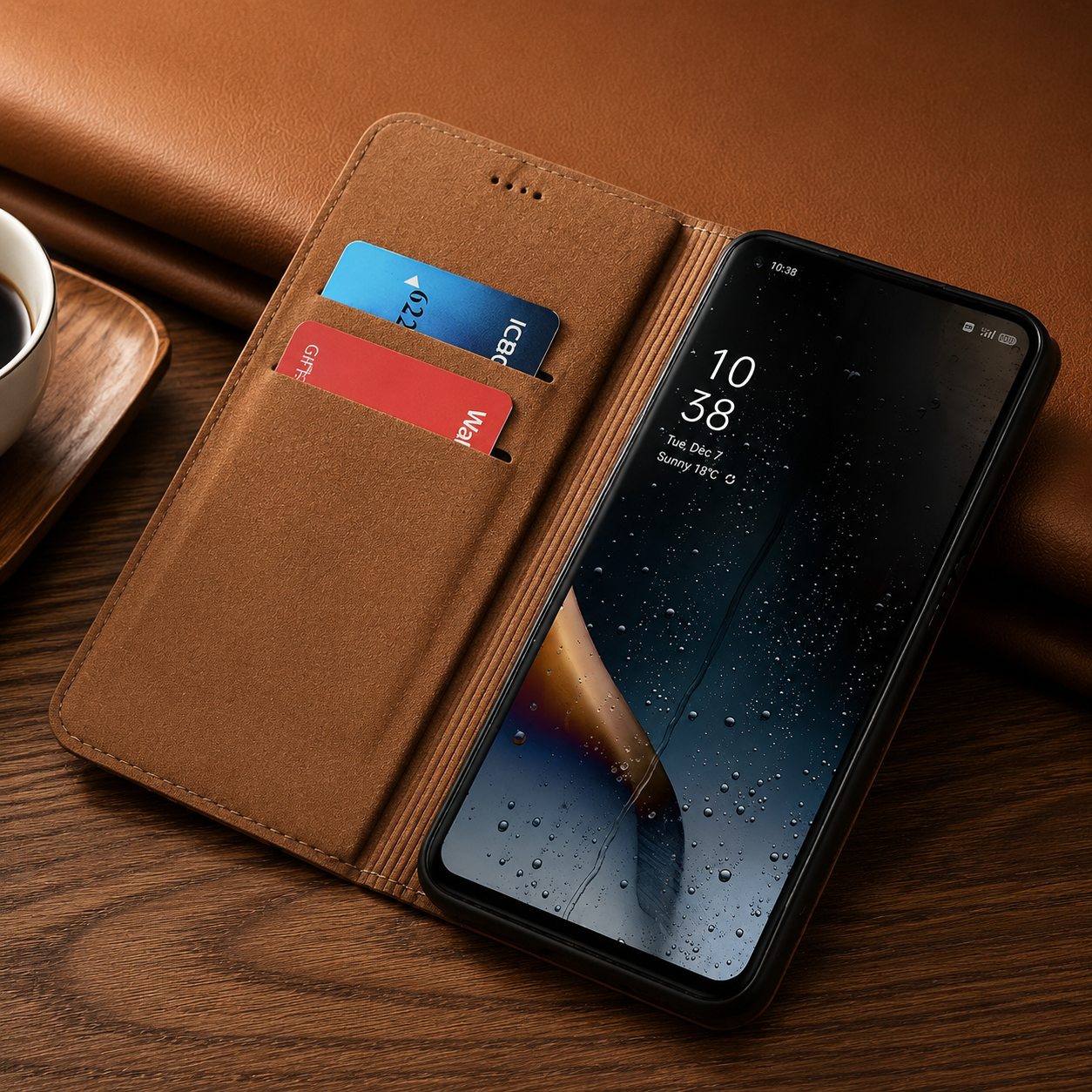 Premium iPhone Case Genuine Leather Wallet Cover Camera Lens Protection Magnetic Flip Kickstand Full Coverage Anti Scratch Non Slip Design