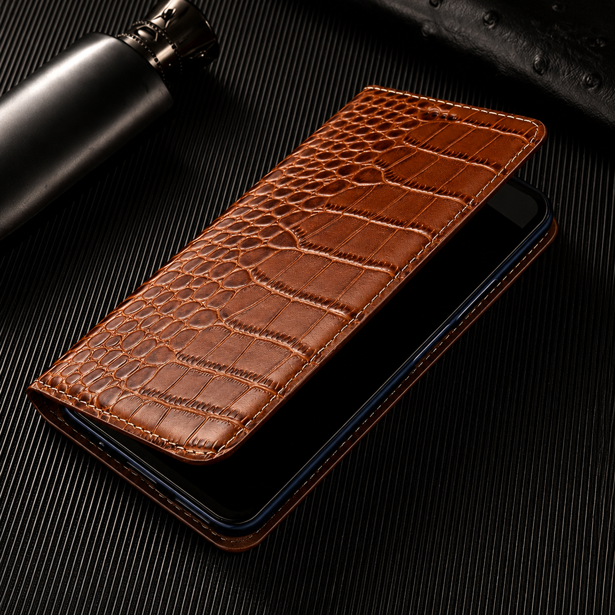 Premium iPhone Case Genuine Leather Wallet Cover Camera Lens Protection Magnetic Flip Kickstand Full Coverage Anti Scratch Non Slip Design