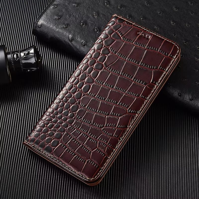 Premium iPhone Case Genuine Leather Wallet Cover Camera Lens Protection Magnetic Flip Kickstand Full Coverage Anti Scratch Non Slip Design