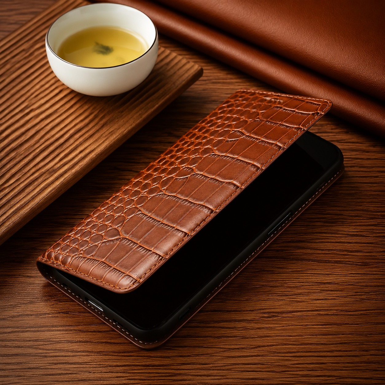 Premium iPhone Case Genuine Leather Wallet Cover Camera Lens Protection Magnetic Flip Kickstand Full Coverage Anti Scratch Non Slip Design