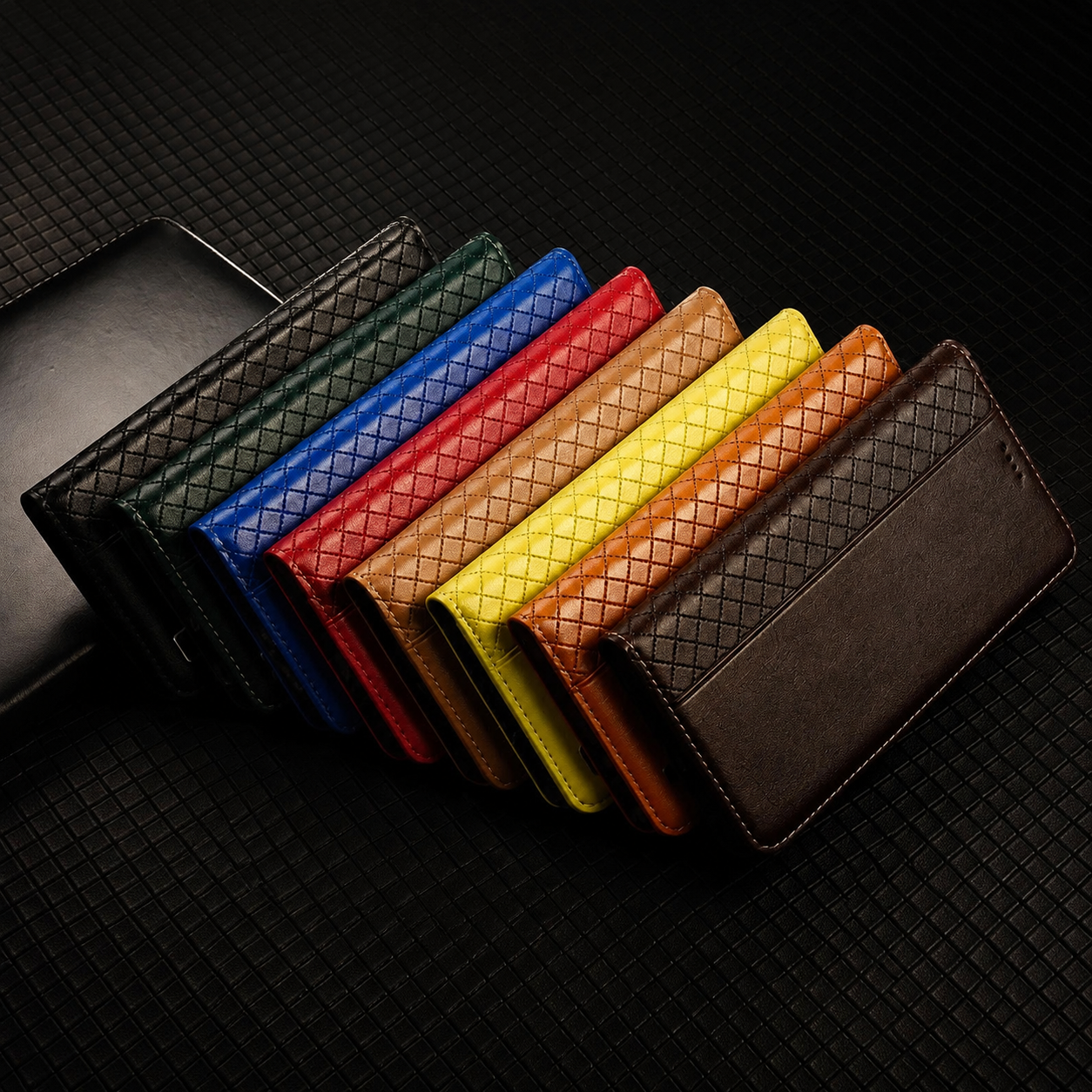 Premium iPhone Case Genuine Leather Wallet Cover Camera Lens Protection Magnetic Flip Kickstand Shockproof TPU Bumper Full Coverage Design