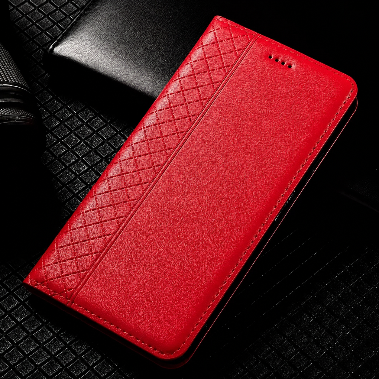 Premium iPhone Case Genuine Leather Wallet Cover Camera Lens Protection Magnetic Flip Kickstand Shockproof TPU Bumper Full Coverage Design