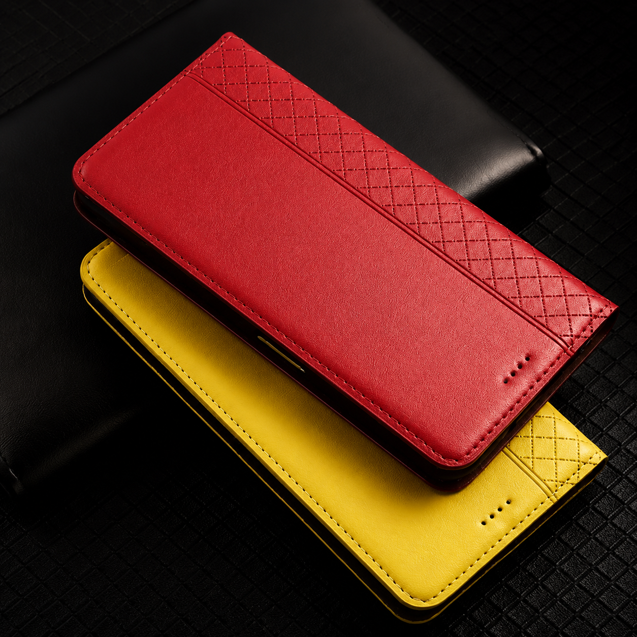 Premium iPhone Case Genuine Leather Wallet Cover Camera Lens Protection Magnetic Flip Kickstand Shockproof TPU Bumper Full Coverage Design