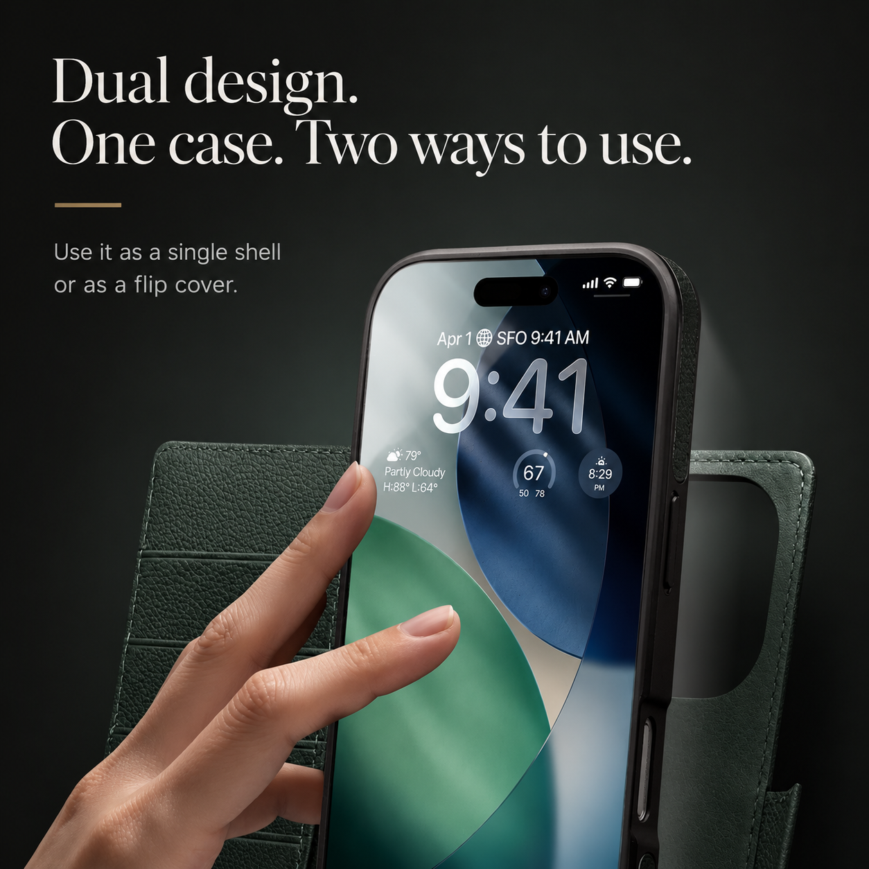 Premium iPhone Case Genuine Leather Wallet Cover Card Holder Flip Stand Protective Case Shockproof Ultra Slim Design Anti Fingerprint Everyday Carry